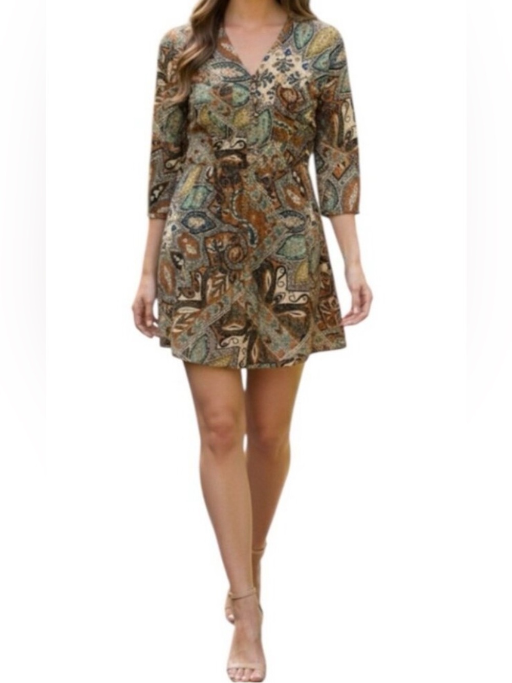 Anthropologie - Holding Horses Boho Paisley Retro ShirtDress Women's Size 6